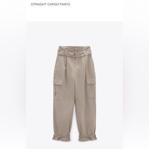 Zara Straight Leg Beige Trousers
